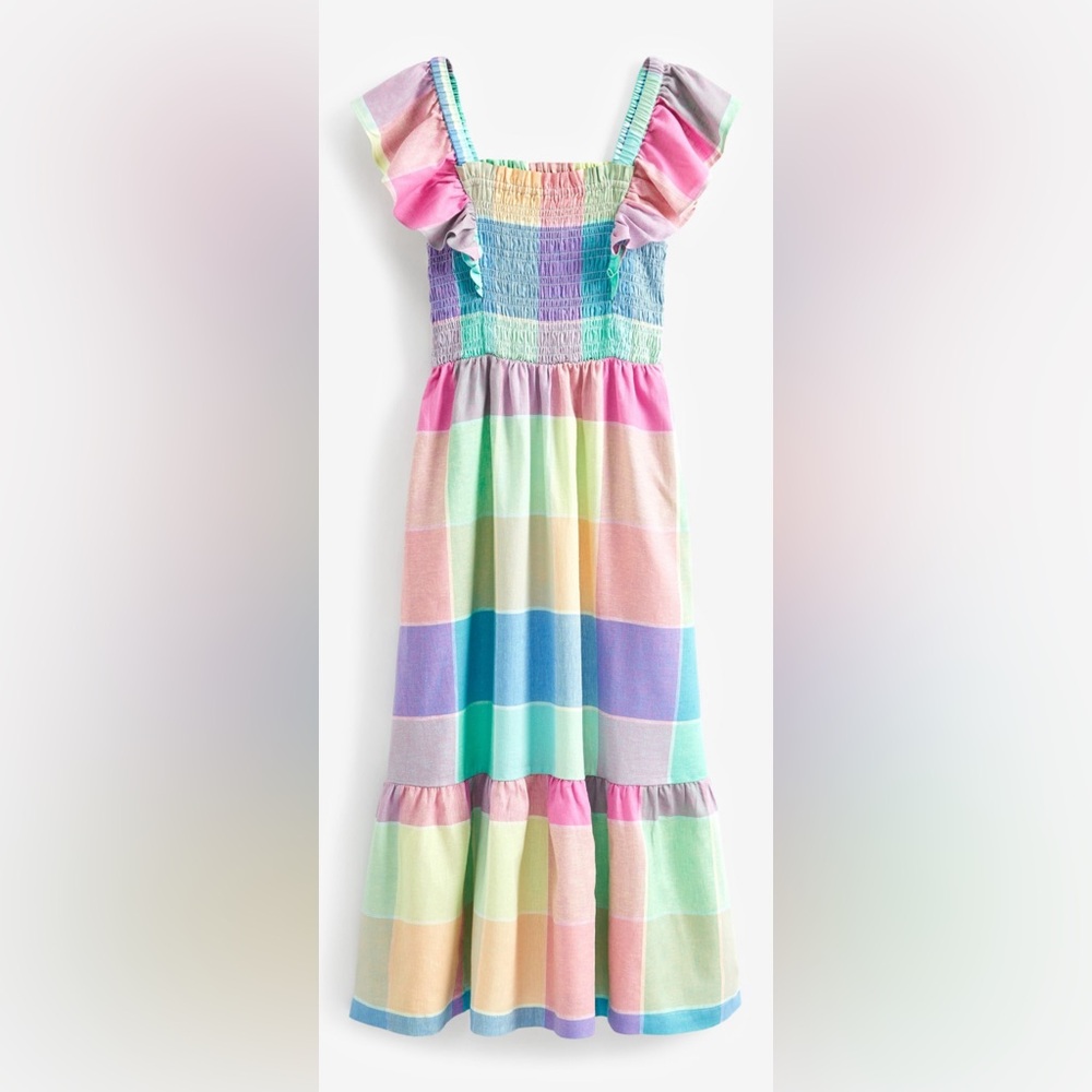 New without tags.  GAP Linen-Blend Flutter Sleeve Smocked Midi Dress, small